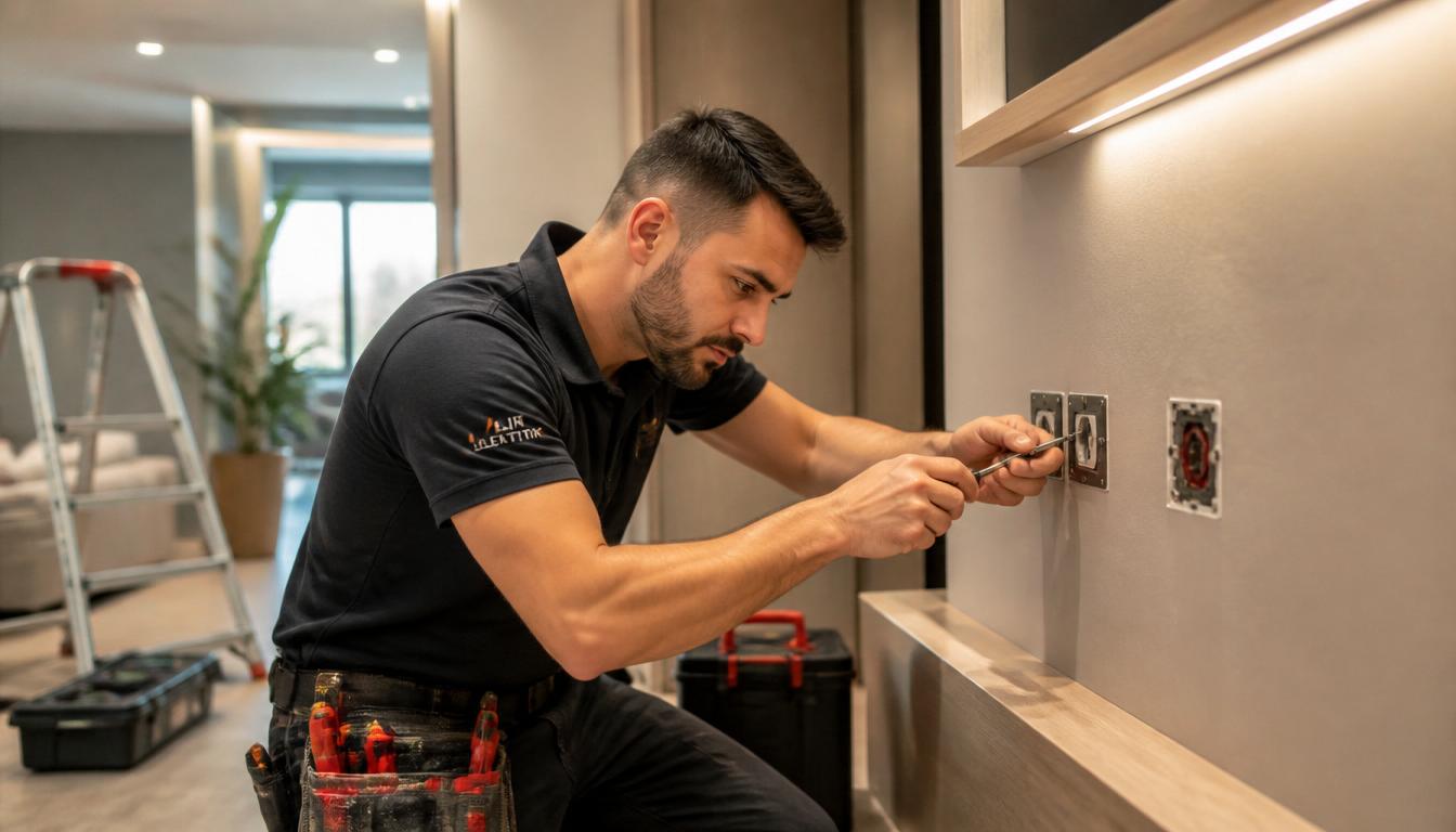 Elektrikist duke punuar në një shtëpi moderne